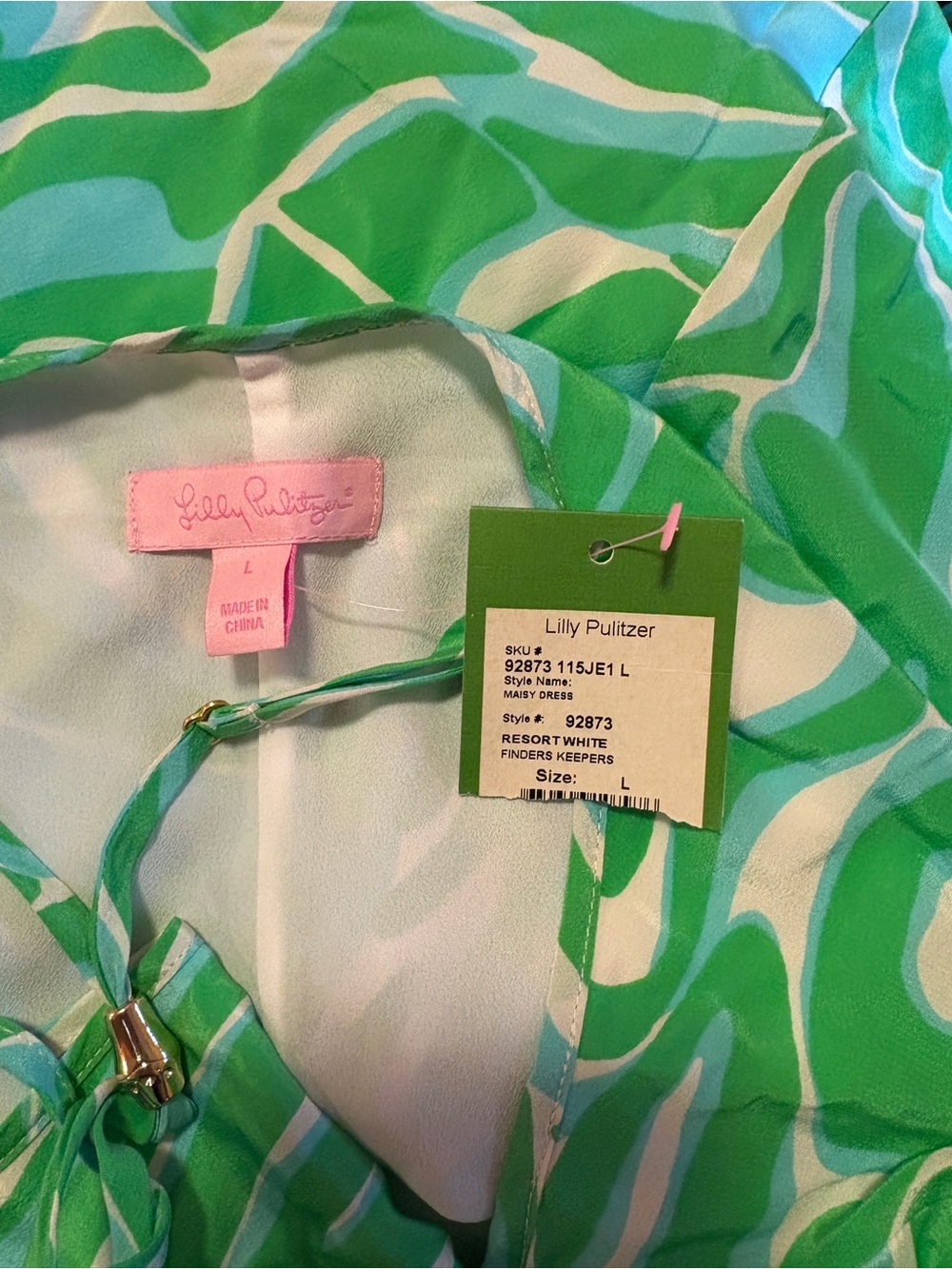 Lilly Pulitzer “Finders Keepers” Maisy Slip Dress Green and Aqua Swirl 100% Silk - Picture 6 of 8